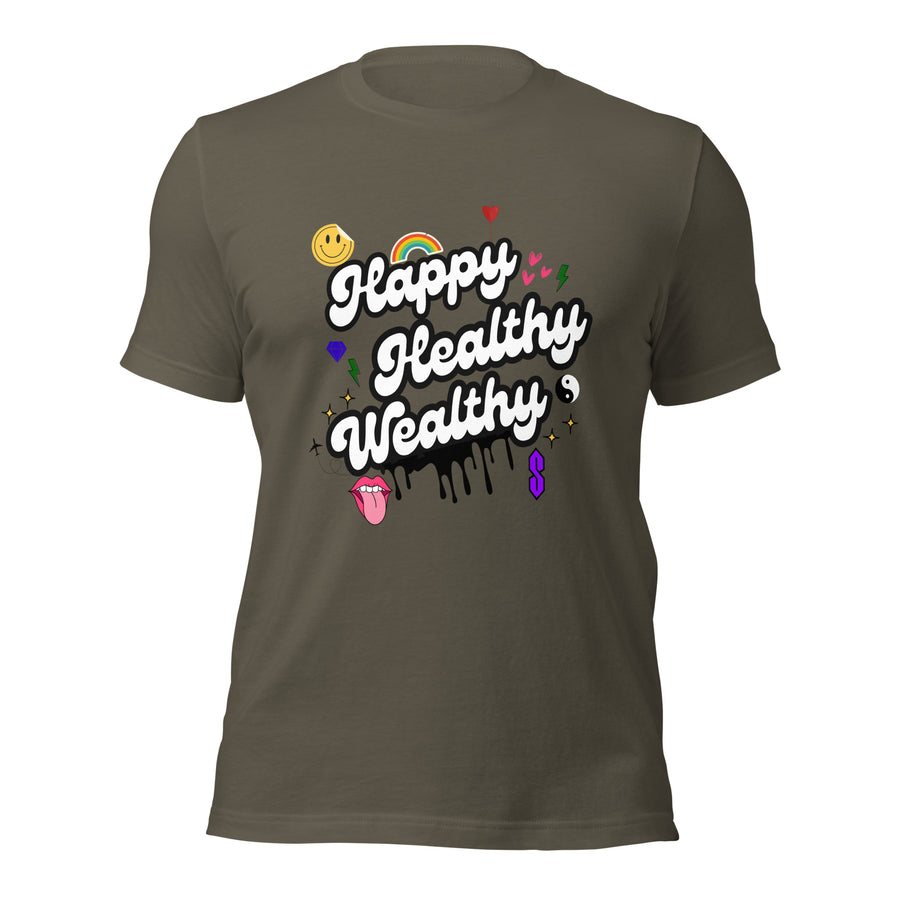 Happy, Healthy, Wealthy T-Shirt  | Empowering Lifestyle Apparel | Vibe Snob